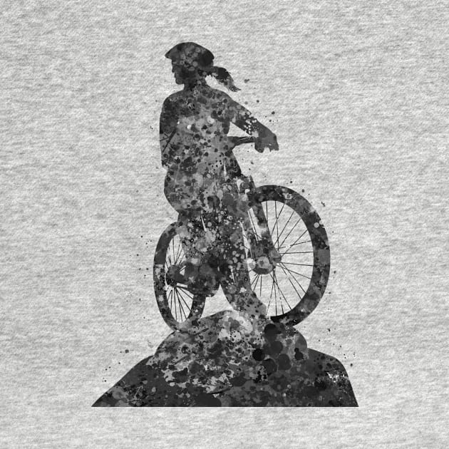 Mountain biker girl black and white by Yahya Art